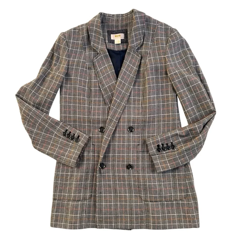 2 for $15 😍 Anthropologie Maeve Relaxed Herringbone Lilith Blazer– Black/Tan – 2 - Picture 3 of 7